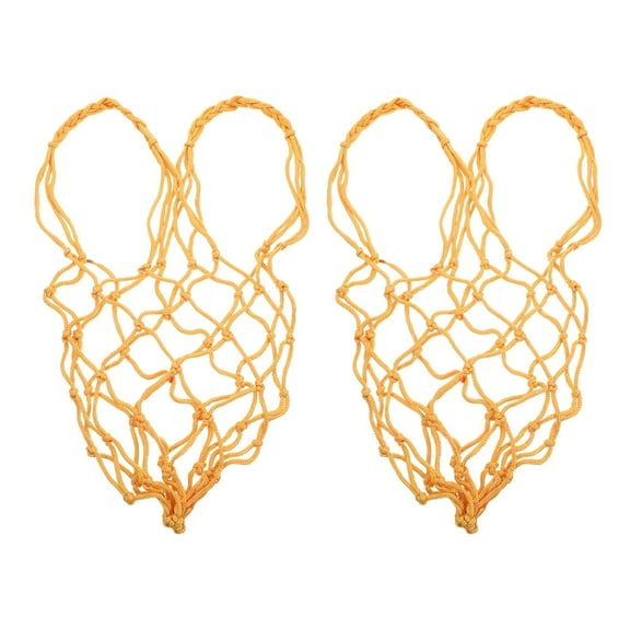 Dayesque 2-Pack Hanging Nylon Mesh Hay Nets for Goats and Sheep, Yellow Hay Feeders for Livestock
