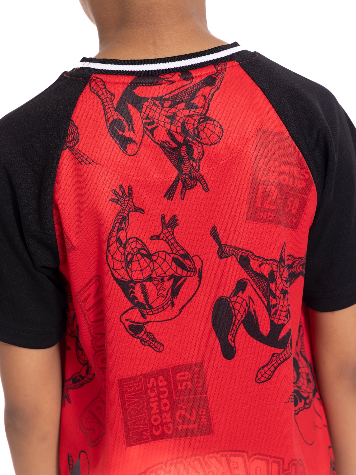 Spider-Man Boys Active Printed Short Sleeve Tee and Matching Shorts, 2-Piece Set, Sizes 4-16