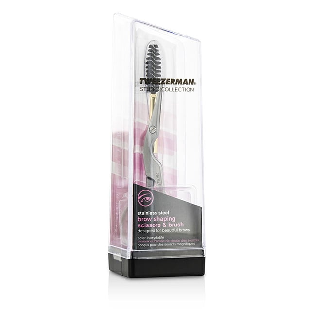 Tijeras y brochas para moldear cejas Tweezerman de acero inoxidable