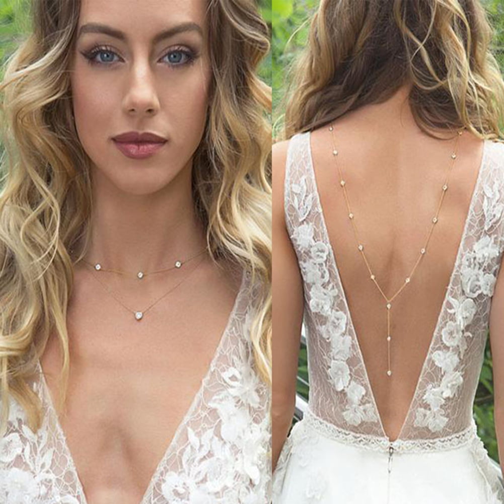 Long Back Necklace | Prom,Wedding Backdrop Necklace for Backless Dress –  PoetryDesigns