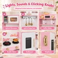 thumbnail image 4 of Wisairt Corner Wooden Play Kitchen for Kids, Interactive Pretend Play Kitchen with Realistic Lights & Sounds, 23 Pcs Cooking Accessories, Age 3+, Pink, 4 of 7