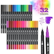 ZSCM 32 Colors Dual Tip Brush Pens Art Markers Set, Gifts for Mother, Artist Fine and Brush Tip Colored Pens, for Kids Adult Coloring Books, Mothers Day Cards Drawing, Bullet Journaling Note taking