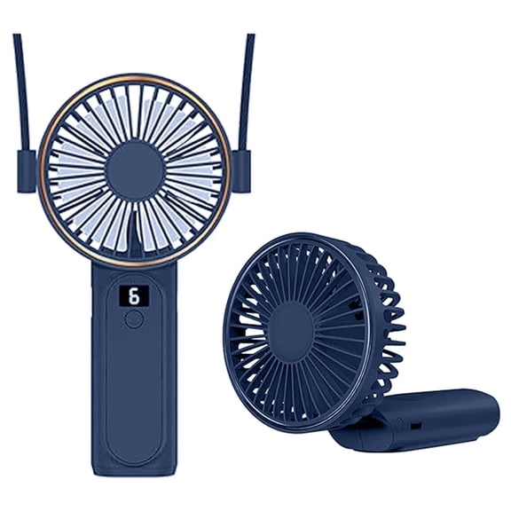 YfiDSJFGJ Portable Handheld Fan, 4000mAh, 180 Adjustable, 6 Speed Wind, USB Rechargeable Foldable Fan with Real-Time Electricity Display, Blue