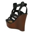 thumbnail image 3 of Breckelles CK61 Women Leatherette Open Toe Strappy Wooden Platform Wedge Sandal, 3 of 5