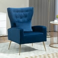 thumbnail image 4 of Tufted Upholstered Velvet Armchair for Living room, Bedroom, Dark Blue, 4 of 6
