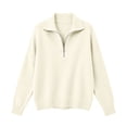 thumbnail image 5 of AVRNLIQ Womens Quarter Zip Ribbed Knit Oversized Pullover Sweater, Relaxed Fit Long Sleeve,Size M, 5 of 5