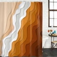 thumbnail image 2 of Orange Coastal Beach Bathroom Shower Curtains with 12 Hooks Polyester Waterproof Shower Curtain for Stalls and Bathtubs Rustic Abstract Sea Waves Striped Decorative Bathroom Curtain 60x72 Inches, 2 of 9