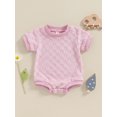 thumbnail image 3 of Musuos Newborn Baby Summer Romper 3M 6M 12M 18M Cute Short Sleeve Crew Neck Checkerboard Bodysuit Summer Playsuit for Boys Girls, 3 of 9