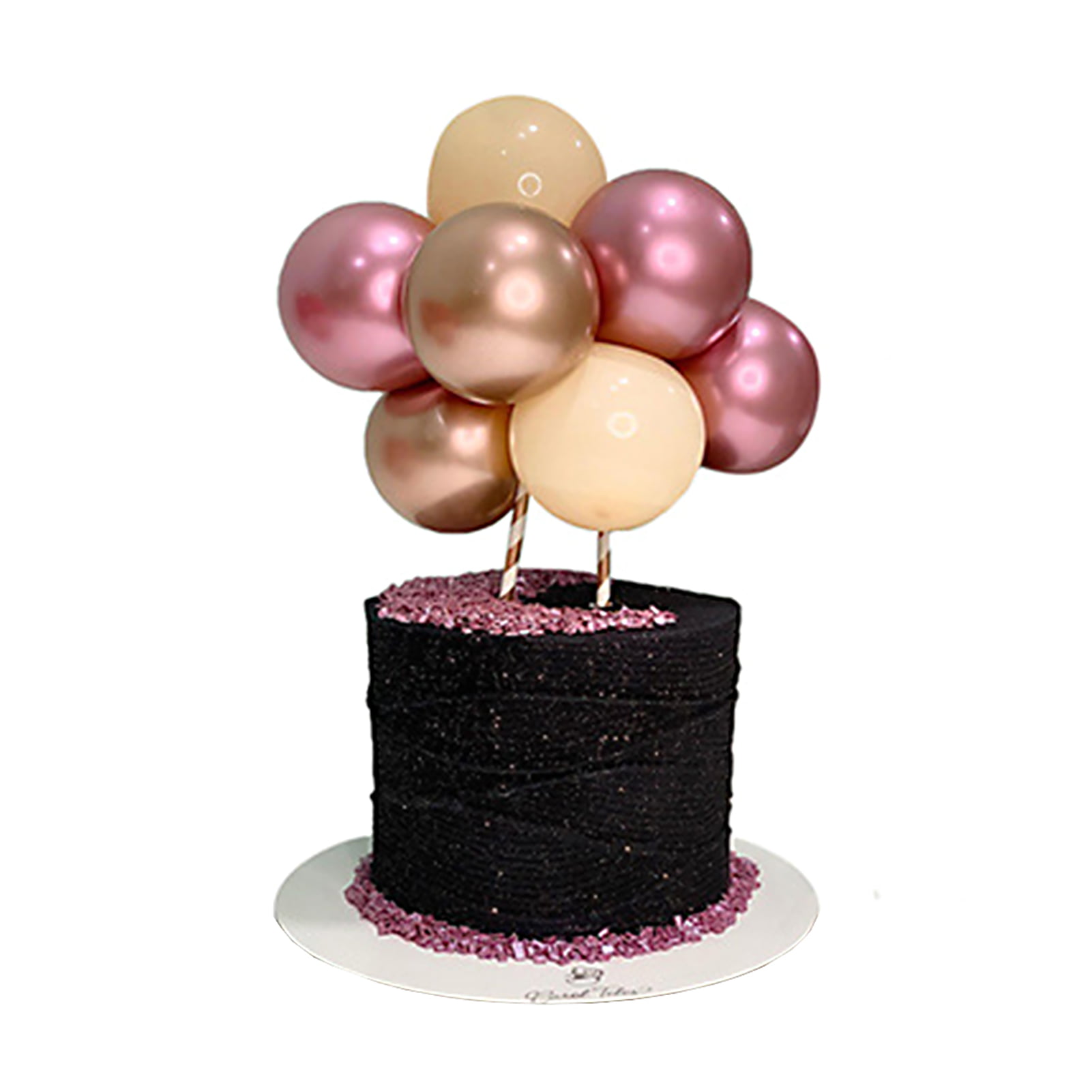 1PC 5inch Confetti Balloon Cake Topper Decoration With Straw Ribbon Party Favors 