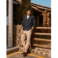 thumbnail image 2 of Olaglory Mens Cardigan Sweater Waffle Textured Ribbed neckline Long Sleeve V-Neck Soft Slim Fit Casual Button Knitted Sweaters, Dark Grey, 2 of 10