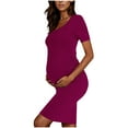 thumbnail image 6 of jobturf Pregnancy Dress for Women Stretchy Slim Fitted Cocktail Dresses Casual Short Sleeve Maternity Nightgown Summer Clothes S-XL, 6 of 7
