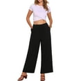thumbnail image 2 of INSPIRE CHIC Women's Summer Pants High Waist Drawstring Loose Fit Lightweight Long Palazzo Gauze Pants L Black, 2 of 6