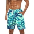 thumbnail image 2 of Shorts for Men Hawaiian Print Pockets Casual Elastic Waist Drawstring Beach Shorts Mint Green XXL, 2 of 5