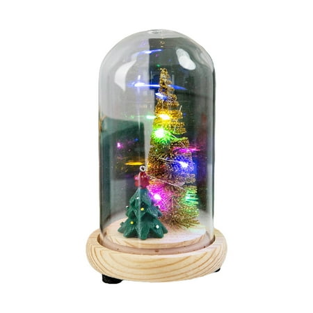 

Christmas Tree LED Night Light Desktop Ornament with Glass Cover Festive Decoration Xmas Gifts New Year s Christmas Tree