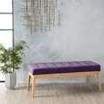 thumbnail image 6 of Purple Ottoman Bench with Natural Finish Legs | Light Assembly | Enhances Room's Aesthetic, 6 of 6
