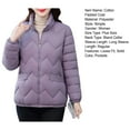 thumbnail image 7 of Cotton Padded Coat Stand Collar Long Sleeve Zipper Placket Warm Winter Jacket with Pockets Solid Color Thickened Quilted Outwear, 7 of 7