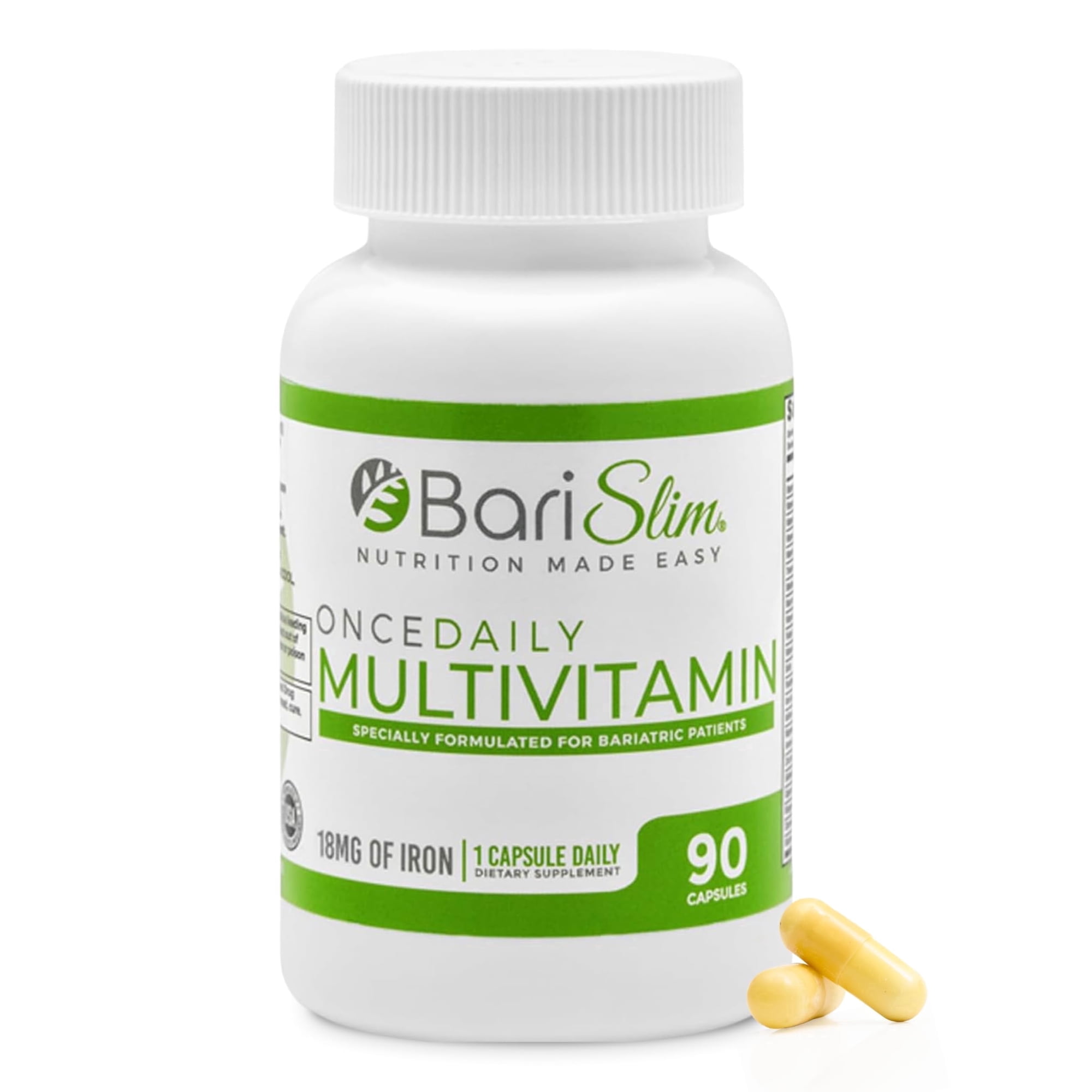 BariSlim Once Daily Multivitamin Capsules with 18 mg Iron for Energy Support, Immune Health & Nutrient Deficiency, Adults, 90 Count