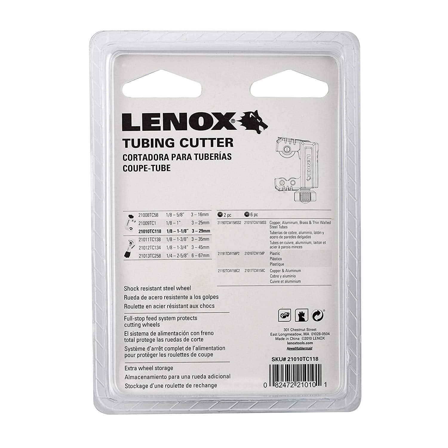 LENOX 21010-TC11/8 1/8-to-1-1/8-Inch Tubing Cutters Free Ship New 