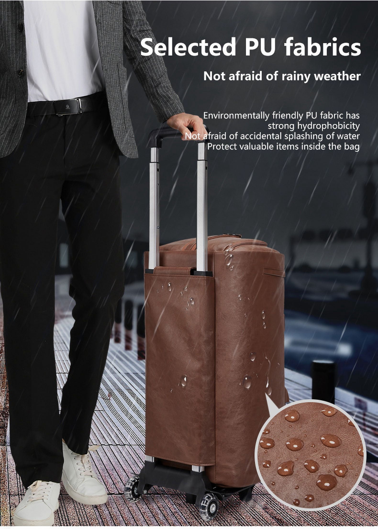 Rolling Duffel Bag with Wheels, Suit Bag,Large Capacity Toiletry Bag,Luggage Bag with Shoe Pouch for Men Women