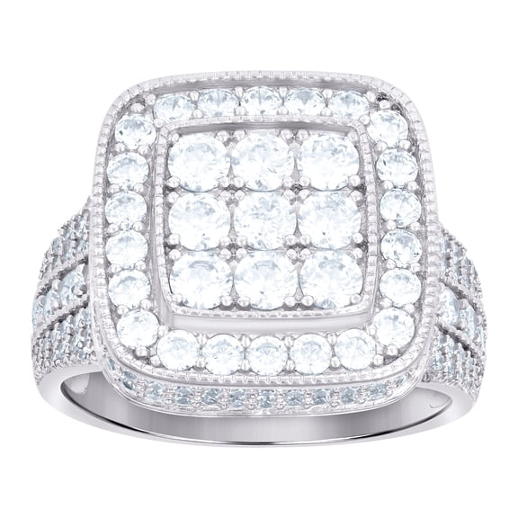 925 Sterling Silver Mens Cubic Zirconia Square Fashion Ring 16.9mm Long Size 12 Ring for Men