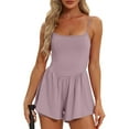 thumbnail image 6 of GEWSEY Women's Summer Sleeveless Rompers Spaghetti Strap Double Lined Shorts Jumpsuit One Piece Outfits (Light Purple, XXL), 6 of 9