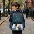 thumbnail image 5 of FKELYI Cartoon Cat Blue Print Kids Backpack 17 Inch Spacious Schoolbag with Multi-Pockets Lightweight School Bookbag Casual Daypack for Elementary Student, 5 of 7