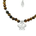 thumbnail image 2 of Charming Peace Butterfly Round Brown Tiger's Eye Beaded .925 Sterling Silver Bracelet, 2 of 5
