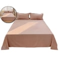 thumbnail image 1 of Gingham Washed Cotton 3-Piece Bedding Set – Flat Sheet & 2 Pillowcases – Solid Color Minimalist Bed Sheet Set for Bedroom, Holiday Gift, 1 of 5