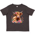 thumbnail image 3 of Inktastic Cute Highland Cow with Roses Floral Scottish Farm Western Boys or Girls Toddler T-Shirt, 3 of 5