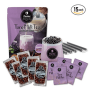 Flavfar Instant Boba Bubble Pearl Taro Milk Tea Kit with Authentic Brown Sugar Tapioca Boba, Ready in 25 Seconds | The Best Bubble Tea Kit with Boba Jelly Straws for Gifting, Home, and Outdoor Enjoyme