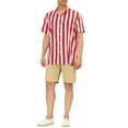 thumbnail image 2 of INSPIRE CHIC Mens Stripe Shirt Short Sleeved Color Block Button Down Beach Shirt S Red, 2 of 7