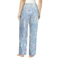 thumbnail image 3 of Naloa White Bule Glitter Print Women’s Ultra-Soft Comfy Pajama Lounge Pants with Pockets & Drawstring, 3 of 8
