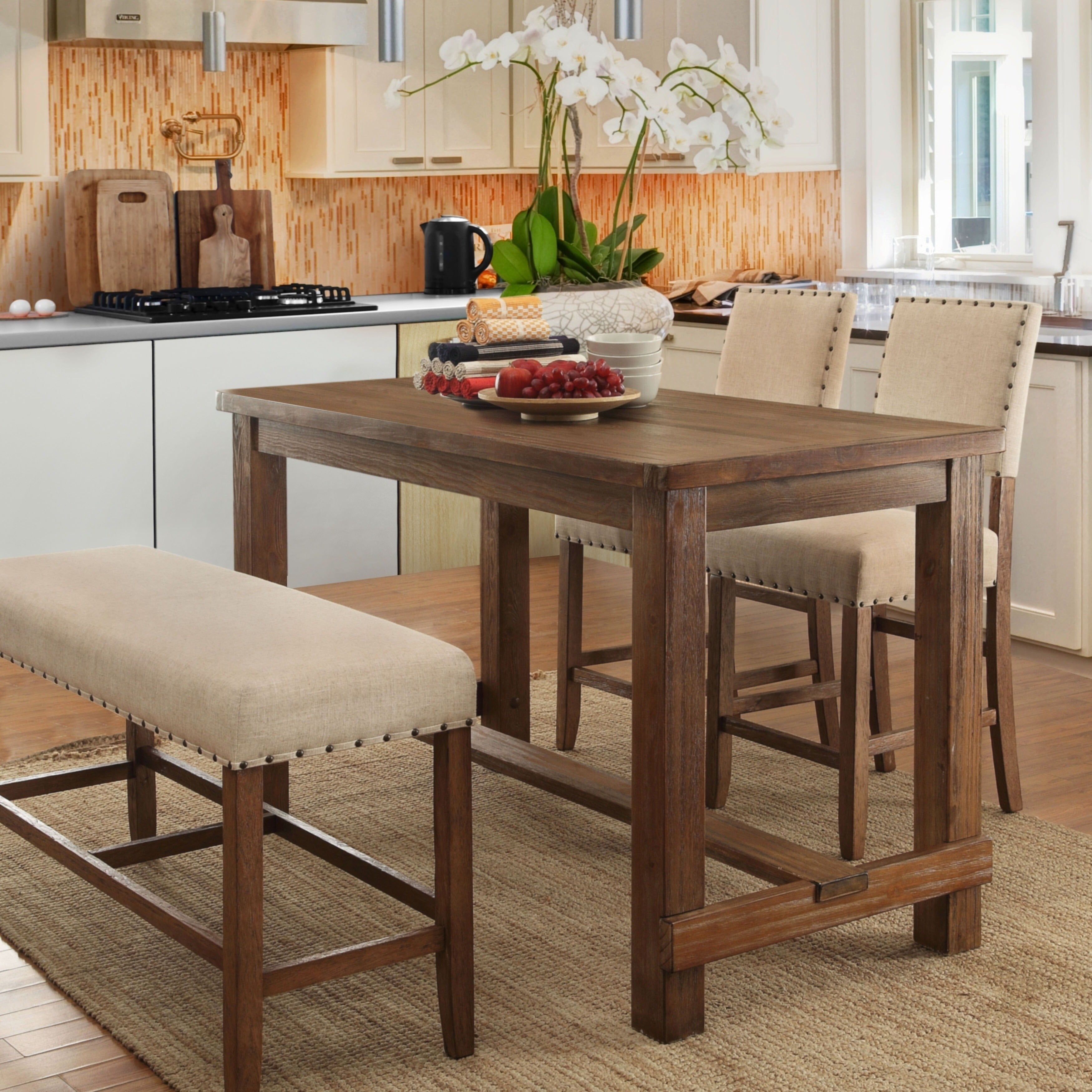 Furniture of America Tays Rustic Brown Counter Height Dining Set ...