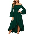 thumbnail image 3 of KICILVS Renaissance Dress Women Layered Flare Sleeve Off Shoulder Ruffle A Line Dress Goth Party Cosplay Halloween Witch Costume, 3 of 5