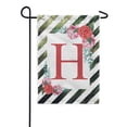 thumbnail image 1 of America Forever Spring Monogram Garden Flag Letter H 12.5 x 18 inches Double Sided Vertical Outdoor, Yard, Lawn, with Beautiful Bright Flowers, Floral Wreath, Rose, Summer Flowers Garden Flag, 1 of 5
