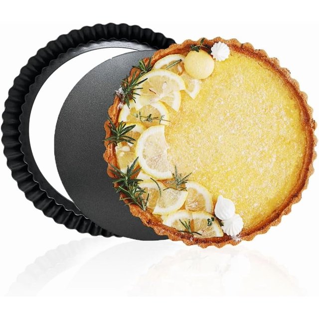 Moule à Tarte Rond de 10 Pouces avec Fond Amovible - Moule à Quiche en Acier au Carbone Antiadhésif, Profondeur de 1,18 Pouce, Outil de Cuisson Réutilisable pour Mousse, Gâteaux, Tartes, Essentiels de Cuisine