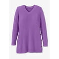 thumbnail image 4 of Woman Within Women's Plus Size Side Button V-Neck Waffle Knit Sweater, 4 of 6