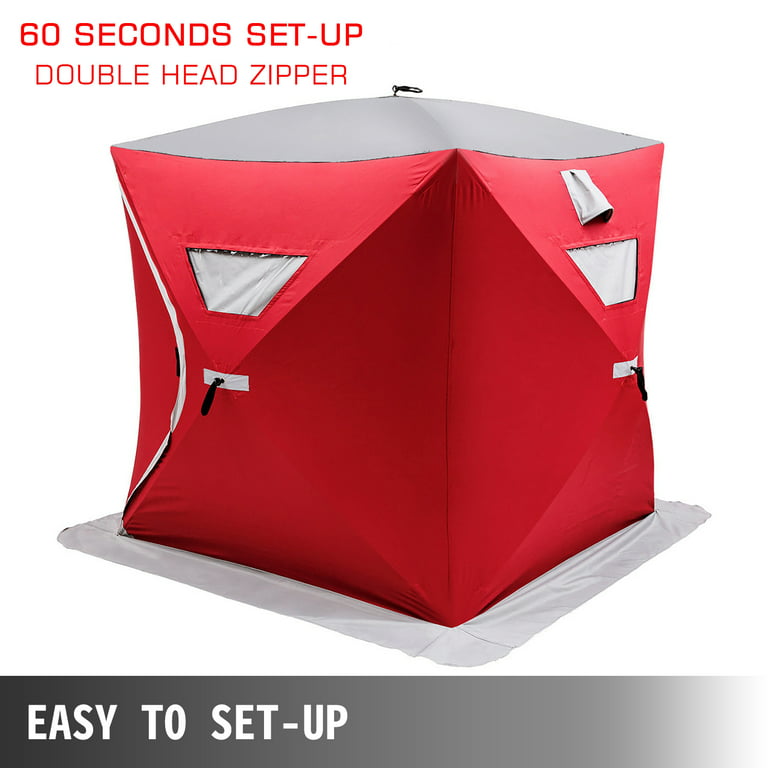VEVORbrand 3 Person Ice Fishing Shelter Tent 300d Oxford Fabric Portable  Ice Shelter Strong Waterproof Ice Fish Shelter for Outdoor Fishing(Red for  3 Person) 