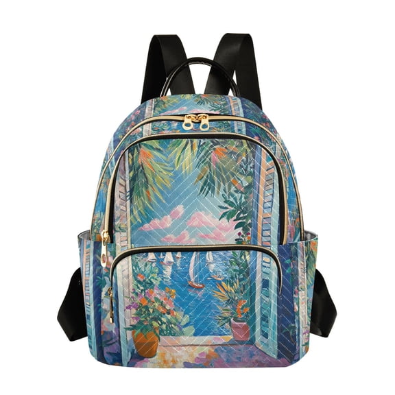 FORMRS Mini Backpack Purse for Women Quilted Travel Daypack Casual Shoulder Bag, Blue Sea