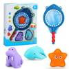 Baby Bath Toy Set, Outgeek Ocean Animal Water Squirter Fishing Net Bath Floating Toy Bathtub Toy for Kids Toddlers Children