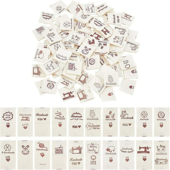200 Pcs Clothing Size Labels 20 Styles Cotton Sewing Labels with Patterns Embroidered Label Size Labels Tags