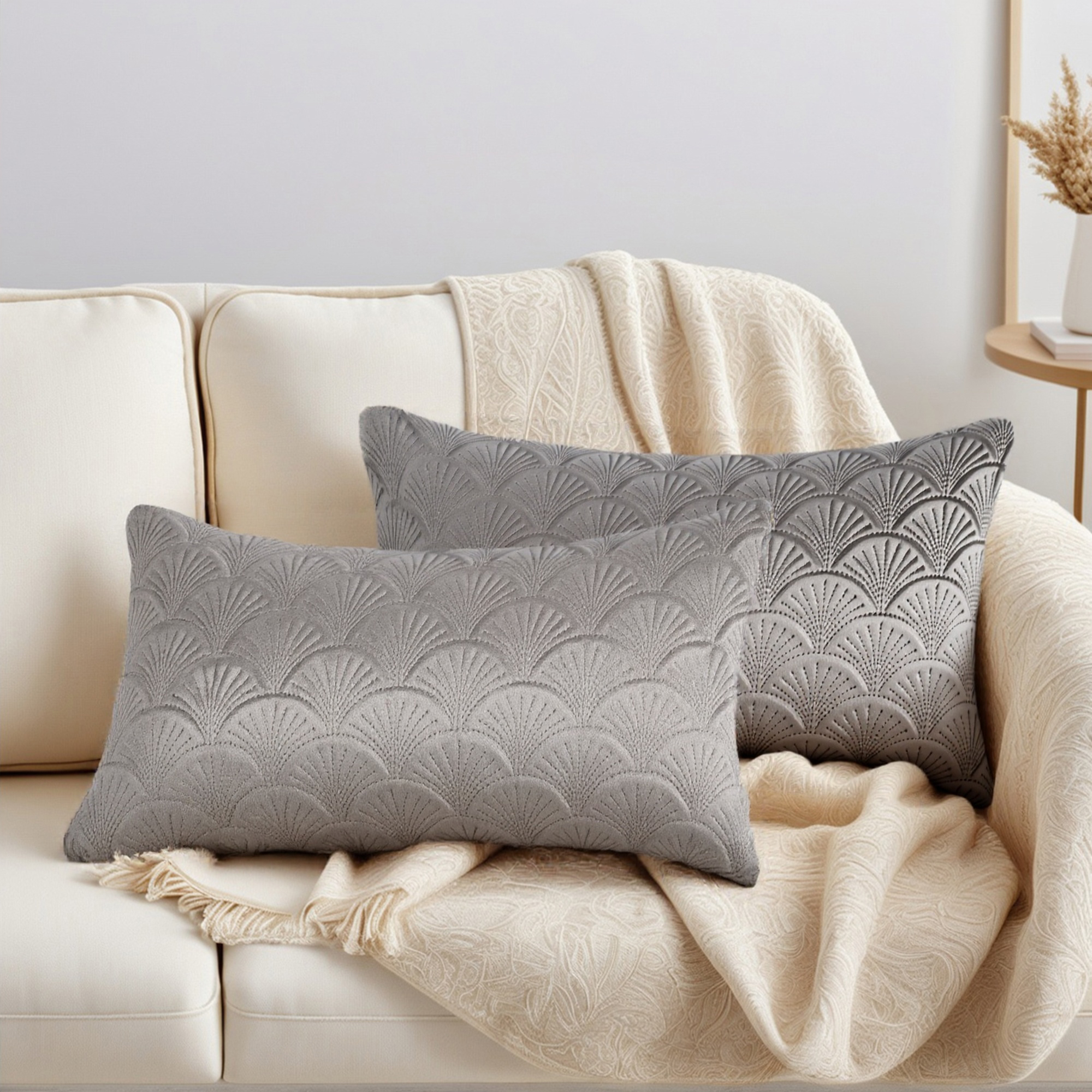 Unique Bargains Pack of 2 Velvet Solid Throw Pillow Covers 20" x 12" Grey