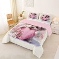 thumbnail image 2 of Homewish Yorkshire Terrier Daisy Full Size Comforter Sets,Pink Polka Dot Bow Bedding Comforter Set,Heart Decor,Pink Reversible,3-Piece,1 Comforter and 2 Pillowcases, 2 of 7