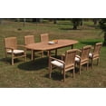 thumbnail image 2 of Grade-A Teak Dining Set: 6 Seater 7 Pc: 94" Double Extension Oval Table And 6 Wave Stacking Arm Chairs Outdoor Patio WholesaleTeak #WMDSWVm, 2 of 5