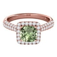 thumbnail image 2 of Mauli Jewels Rings for Women 0.95 Carat Diamond And Cushion Cut Green Amethyst Ring 4-prong 10K Rose Gold, 2 of 7