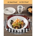 thumbnail image 3 of 15 Inch Round Placemats Set of 6, Red Kitchen Chef Non Slip Heat Insulation PP Table Mats, Black Plaid Gourmet Food Vintage Washable Place Mats for Kitchen Dining Party Table Decor, 3 of 7