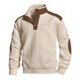 thumbnail image 2 of RXMEKW Color Block Quarter Zip Sweatshirt for Men with Stand Collar Long Sleeve for Spring Fall Polyester Knit, 2 of 9