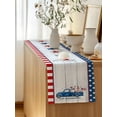 thumbnail image 5 of Table Runner 72 Inches Long for Kitchen Dining, Independence Day Dresser Scarf Farmhouse, Dining Table Decorations for Wedding/Parties, USA Flag Truck Gnomes Wooden Grian 14 x 72 In, 5 of 8