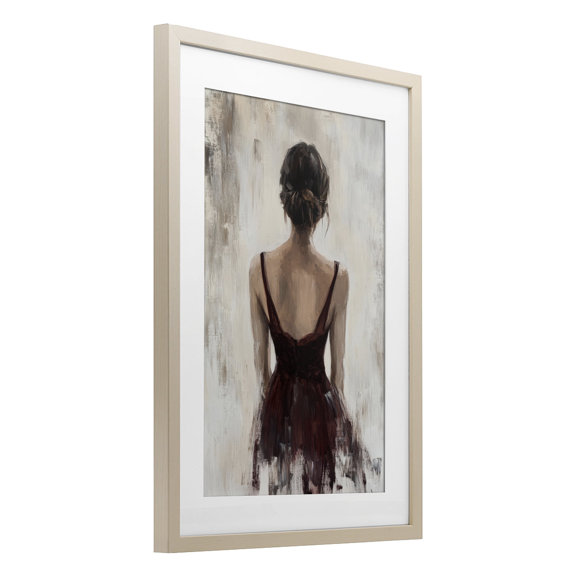 Stupell Industries Portrait of Woman in Burgundy Birch Framed Print Under Glass, design by Petal Prints Design