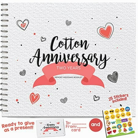 2nd Anniversary Gifts For Couples by Year. Two Year Booklet with Matching Card for Cotton Anniversary.